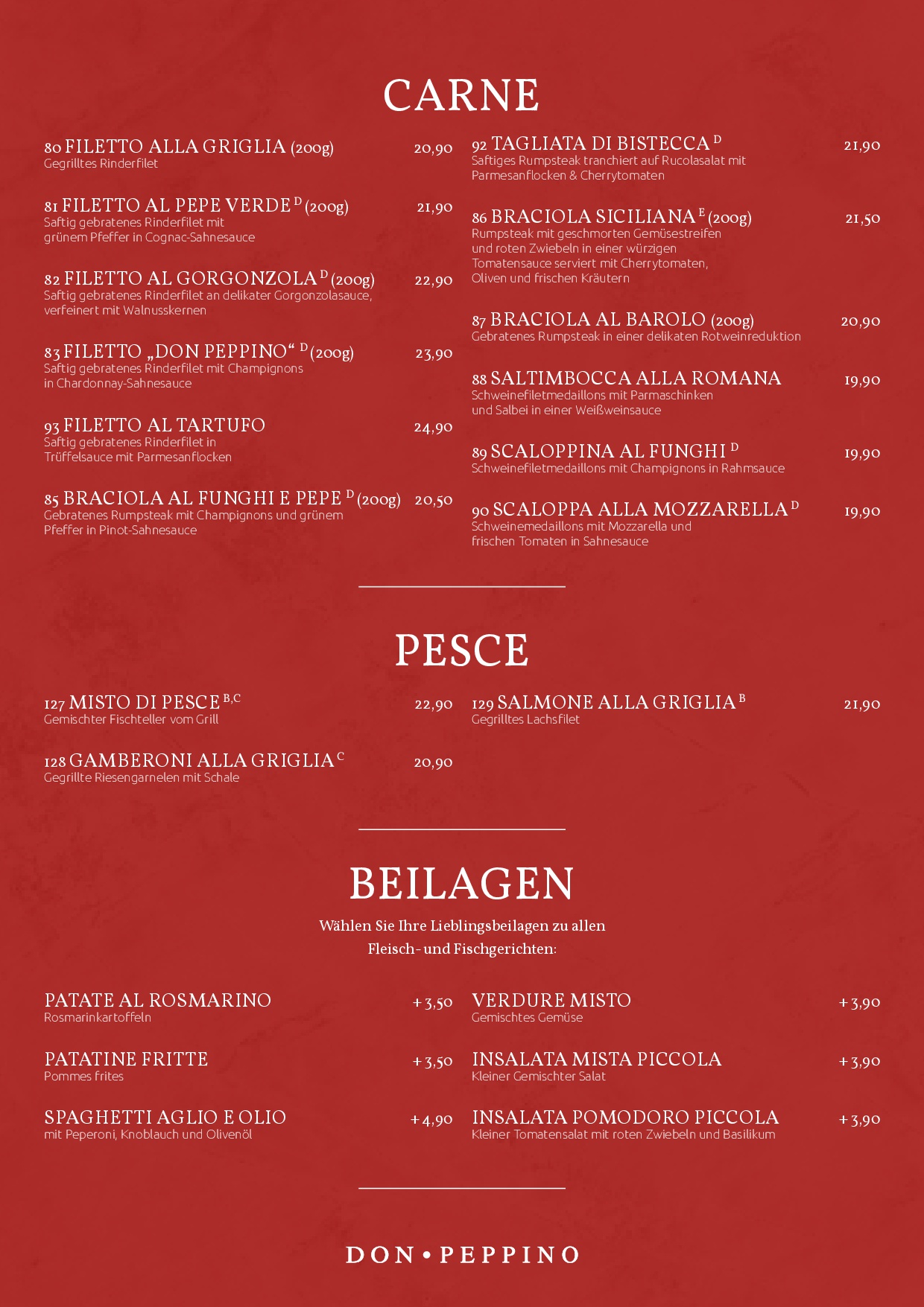 Ristorante Pizzeria Don Peppino - Karte